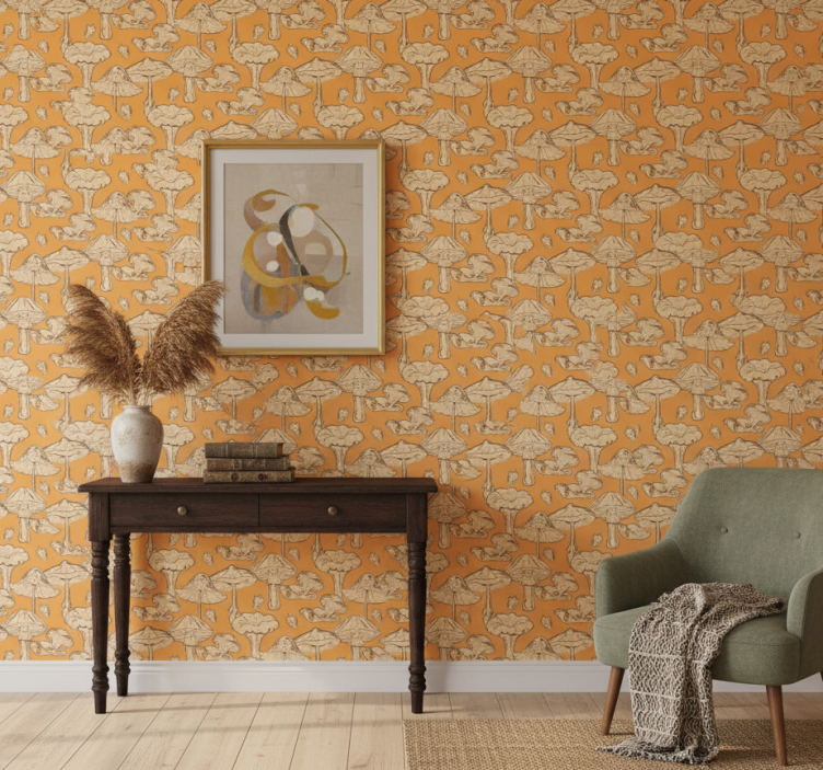 Papel pintado pasillos diseño de patrón de hongos - TenVinilo