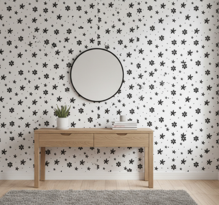 Papel pintado pasillos diseño en blanco y negro - TenVinilo