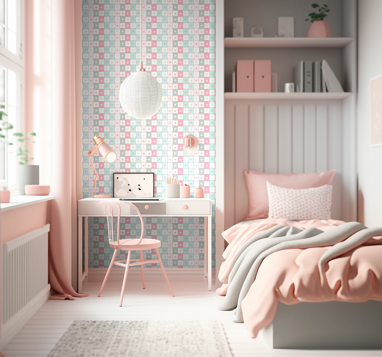 Papel pintado patchwork hearts - TenVinilo