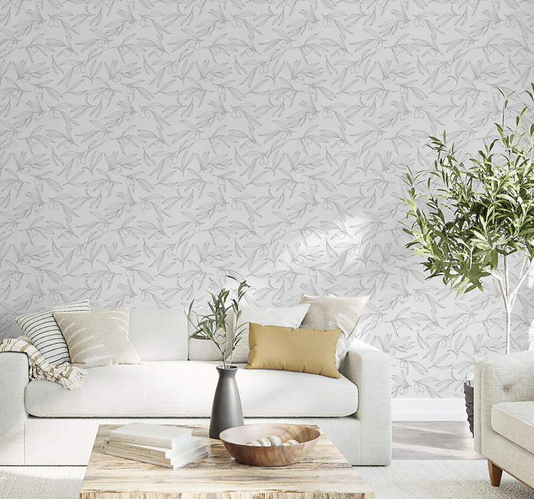 papel pintado patrón black and white olive - TenVinilo