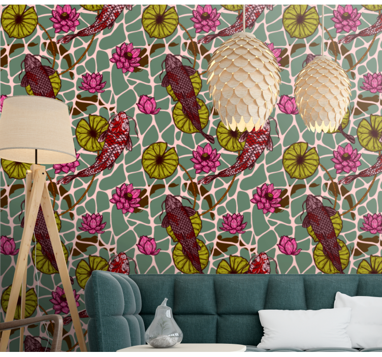 Papel pintado peces motivo del estanque koi - TenVinilo