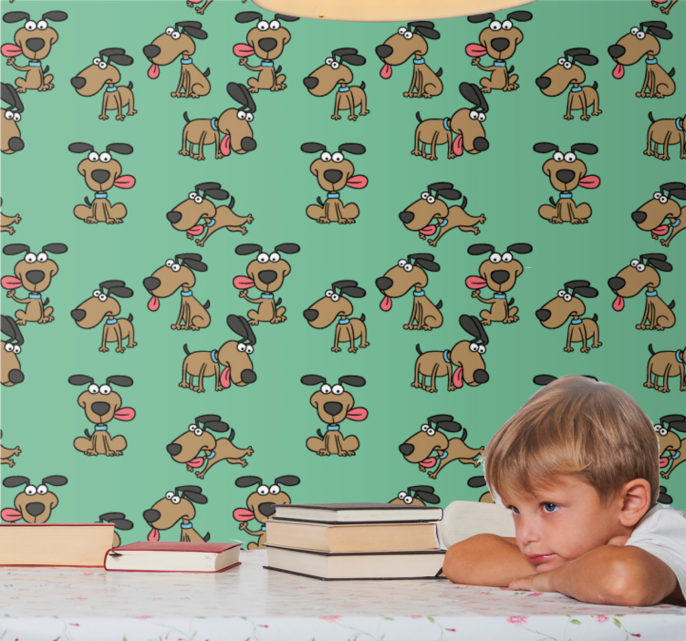 Papel pintado perros dibujos animados caninos divertidos - TenVinilo
