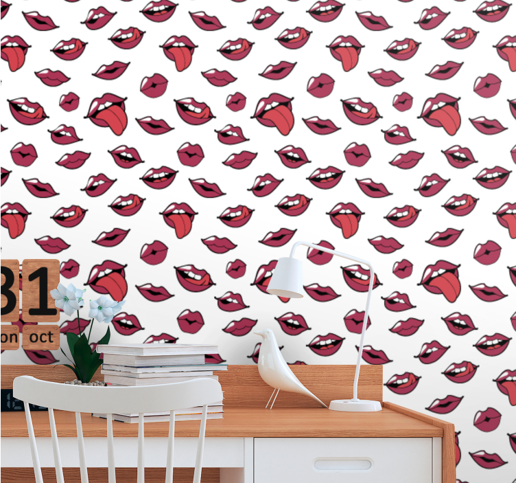 Papel pintado personalizable motivos labiales expresivos - TenVinilo
