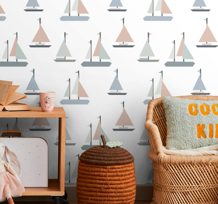 Papel pintado personalizable patrón de barcos de vela - TenVinilo
