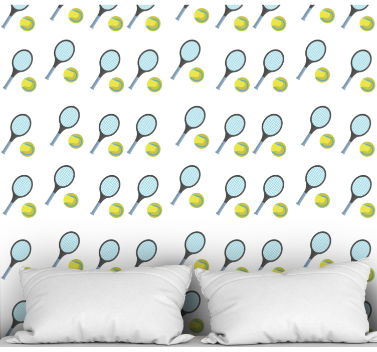 Papel pintado personalizable raquetas y pelotas de tenis - TenVinilo