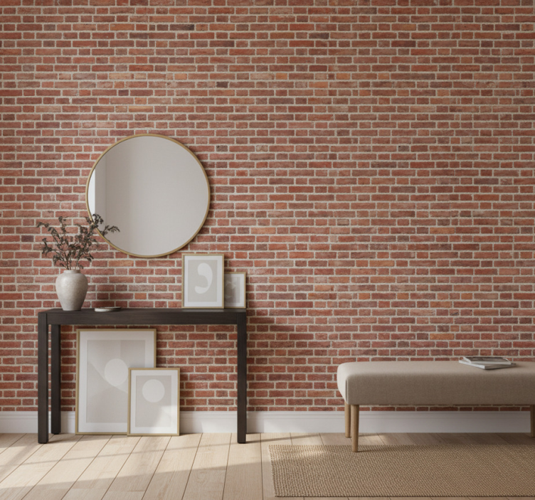 Papel pintado piedra aspecto rústico rojo - TenVinilo