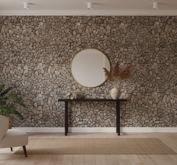 Papel pintado piedra camino de adoquines - TenVinilo