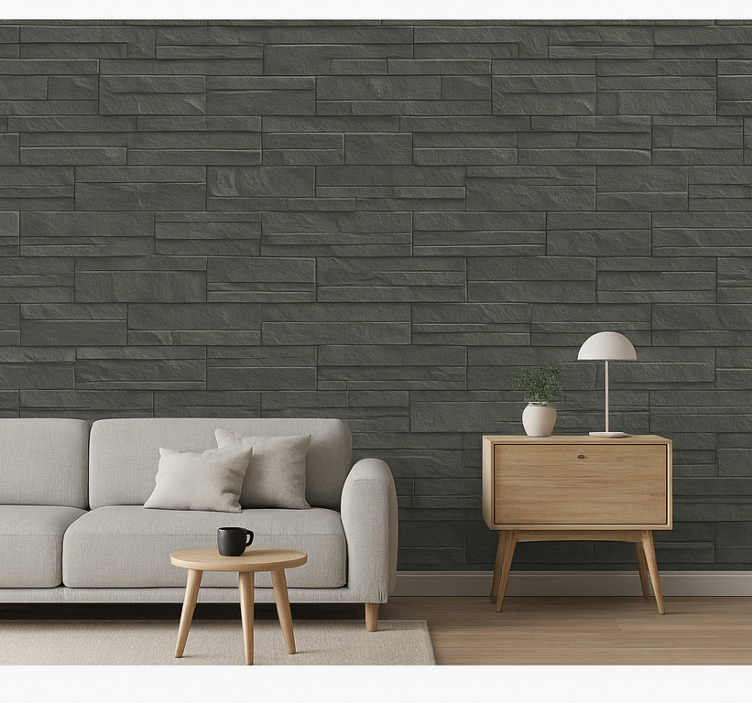 Papel pintado piedra piedra de pizarra carbón - TenVinilo