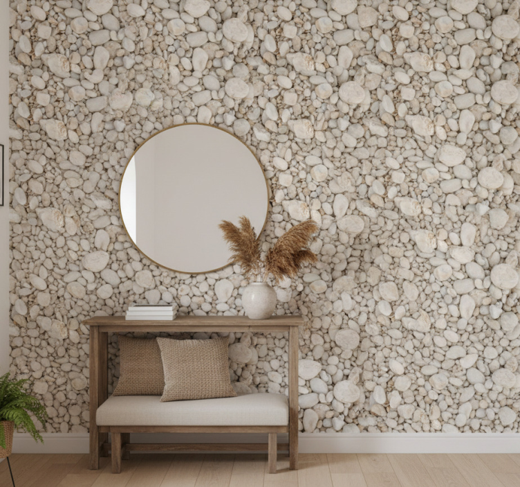 Papel pintado piedra piedras pequeñas blancas - TenVinilo