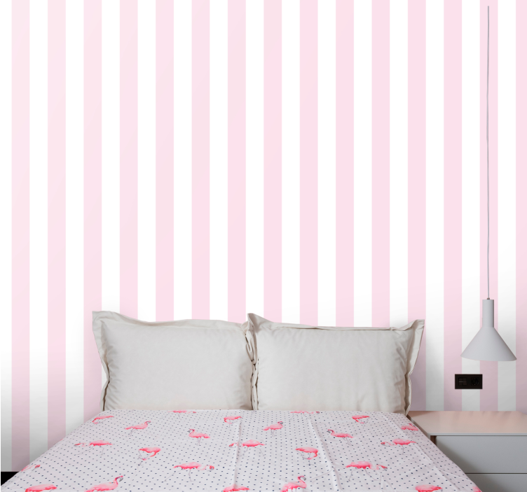Papel pintado rayas patrón minimalista rosa y blanco. - TenVinilo