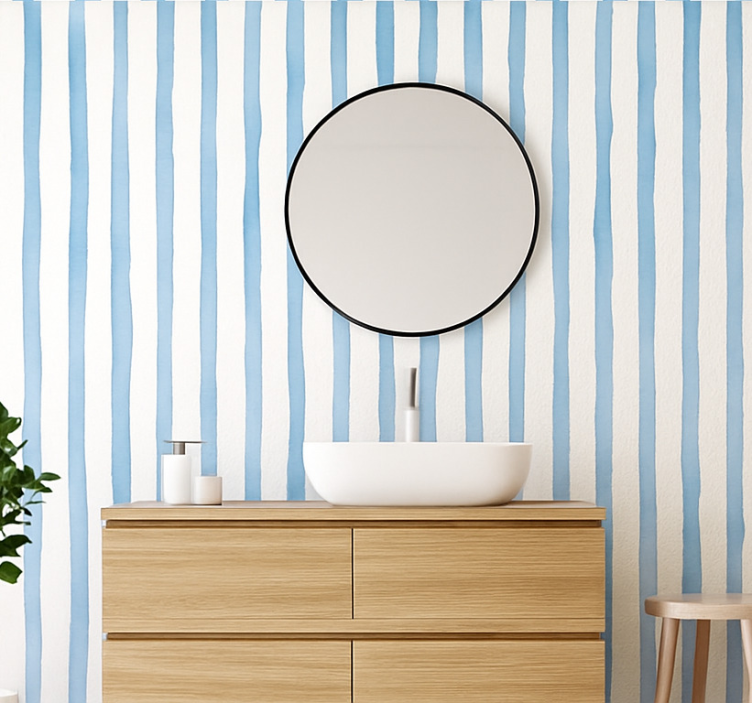 Papel pintado rayas verticales acuarela azul - TenVinilo