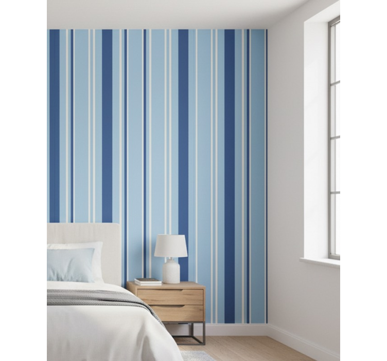 Papel pintado rayas verticales azul claro y oscuro - TenVinilo