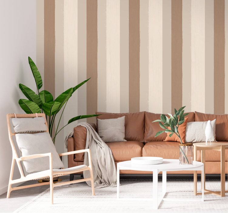 Papel pintado beige arena de rayas verticales - TenVinilo