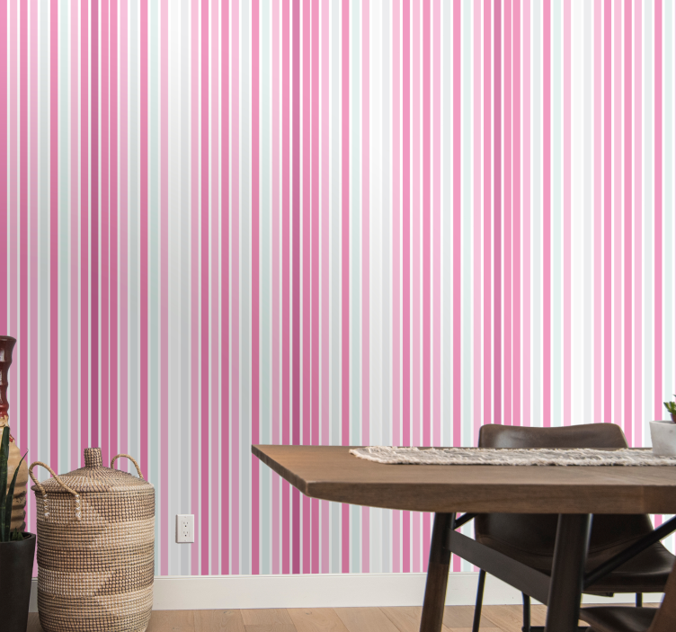 Papel pintado rayas verticales elegante motivo rosa y blanco - TenVinilo