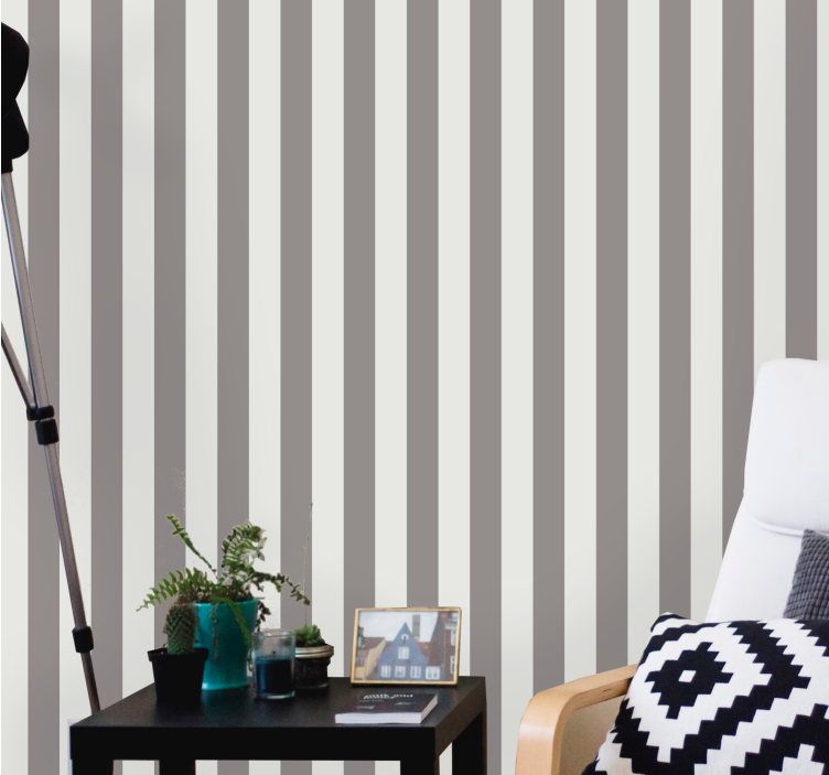 Papel pintado rayas verticales en tonos grises modernos - TenVinilo