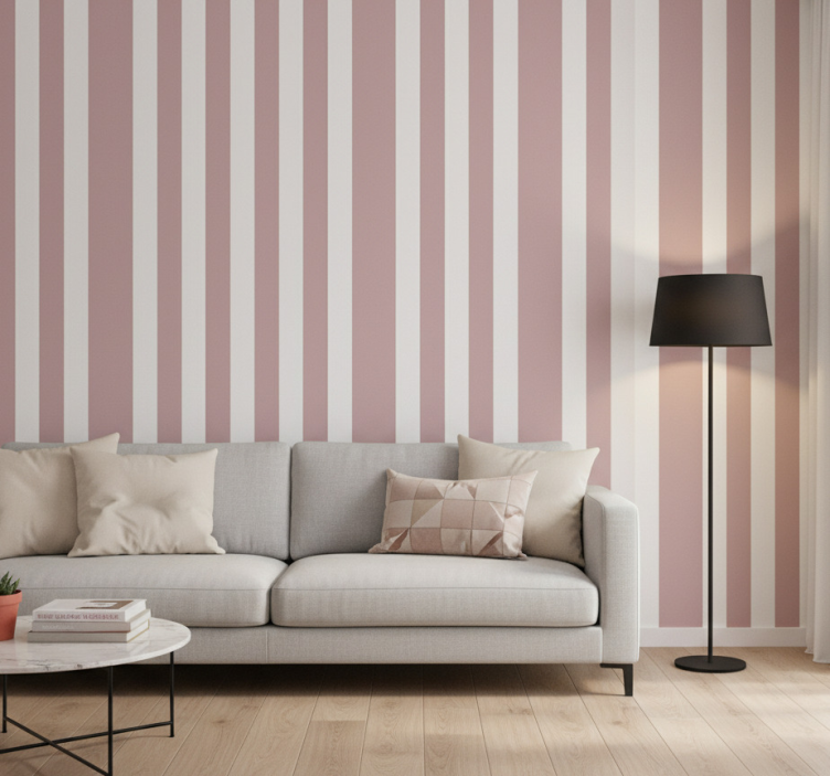Papel pintado rayas verticales rayas rosas y blancas - TenVinilo