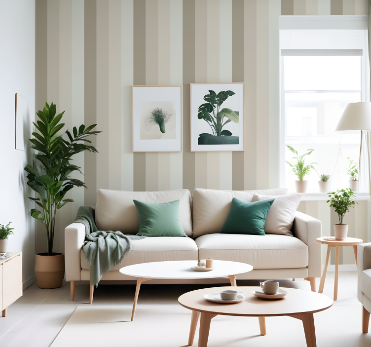 Papel pintado rayas verticales tonos beige - TenVinilo