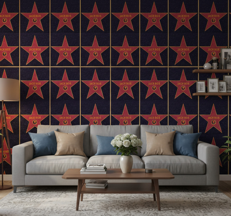 Papel pintado retro estrella de hollywood con nombre - TenVinilo