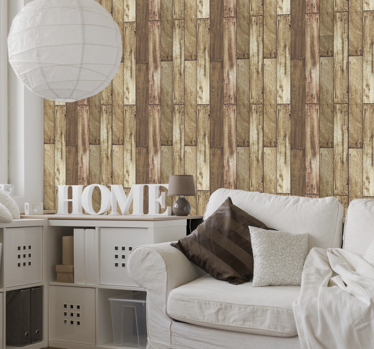 Papel pintado dormitorio madera tarima natural - TenVinilo