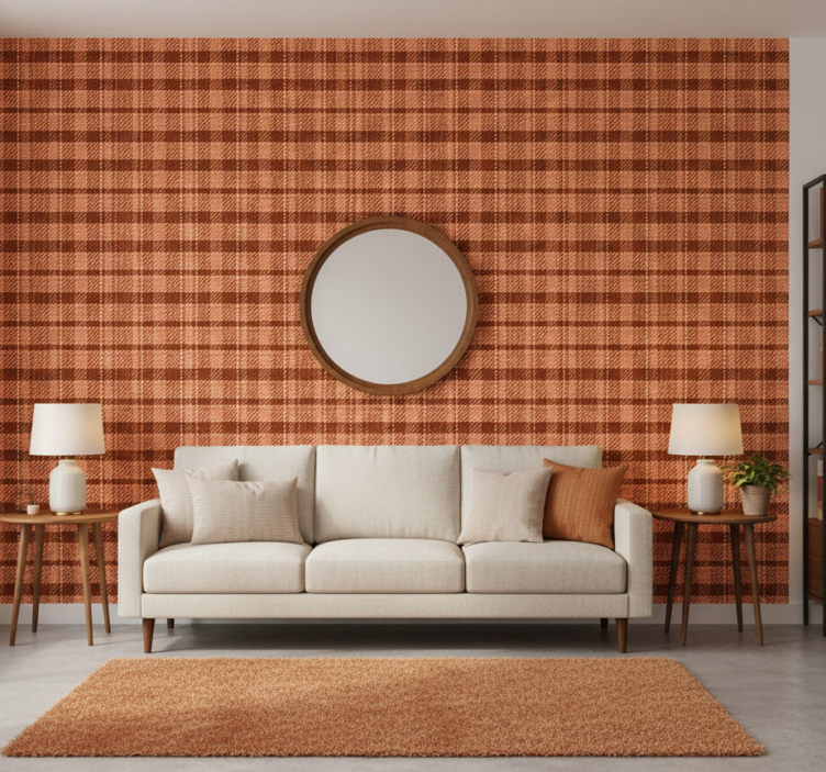 Papel pintado retro patrón cuadrado años 70 - TenVinilo