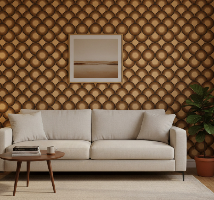 Papel pintado retro soles marrones - TenVinilo