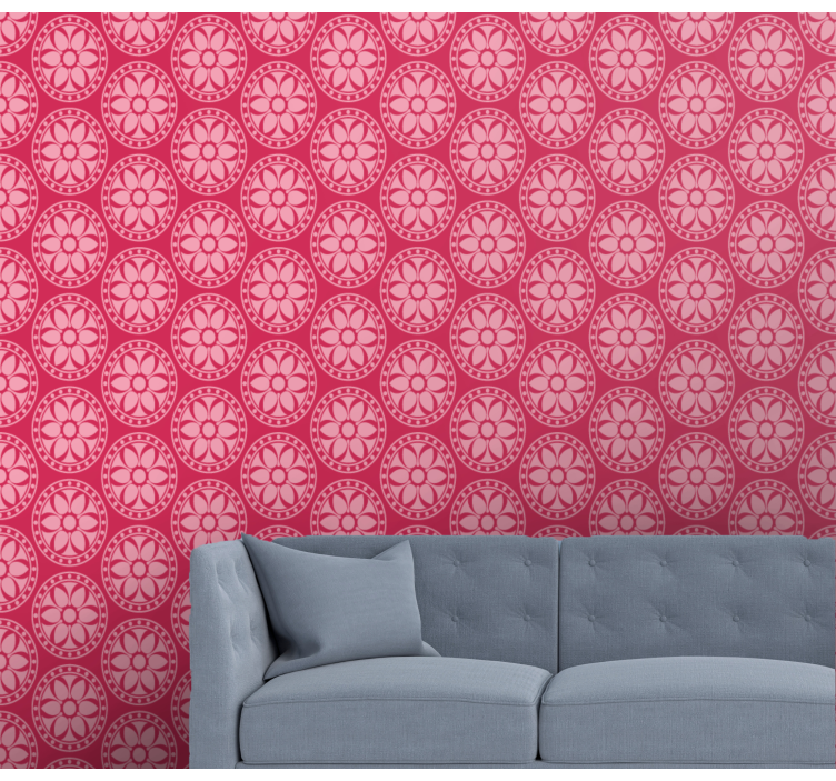 Papel pintado rosa motivo floral geométrico - TenVinilo