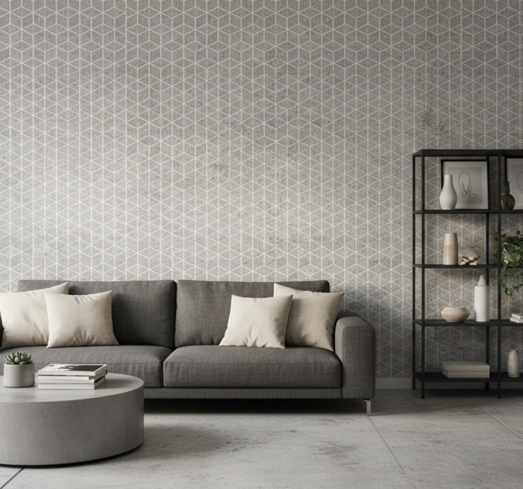 Papel pintado rústico decorado con cemento geométrico - TenVinilo