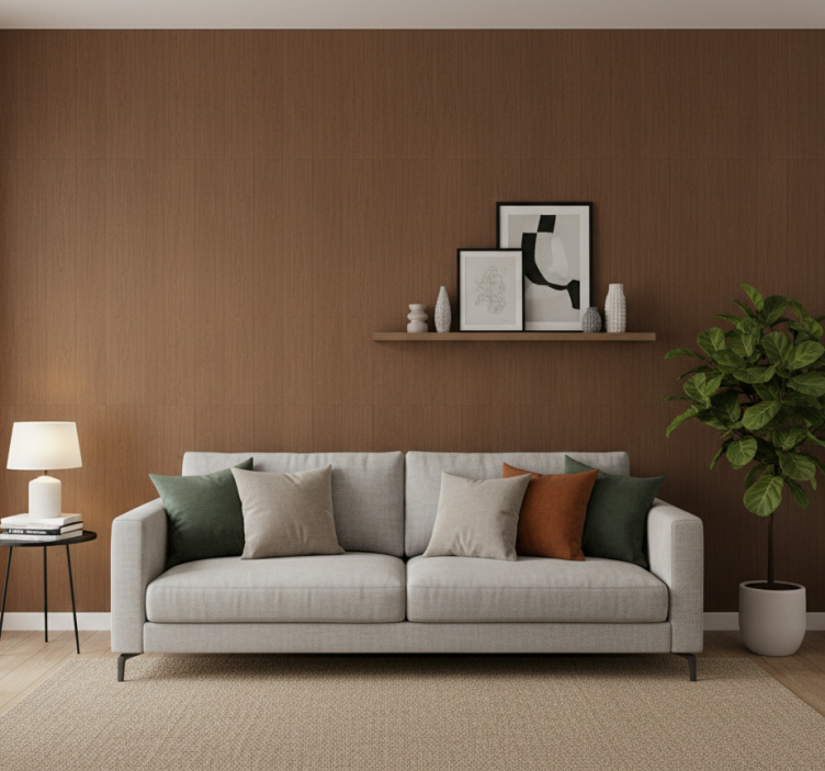 Papel pintado rústico efecto madera marrón oscuro - TenVinilo