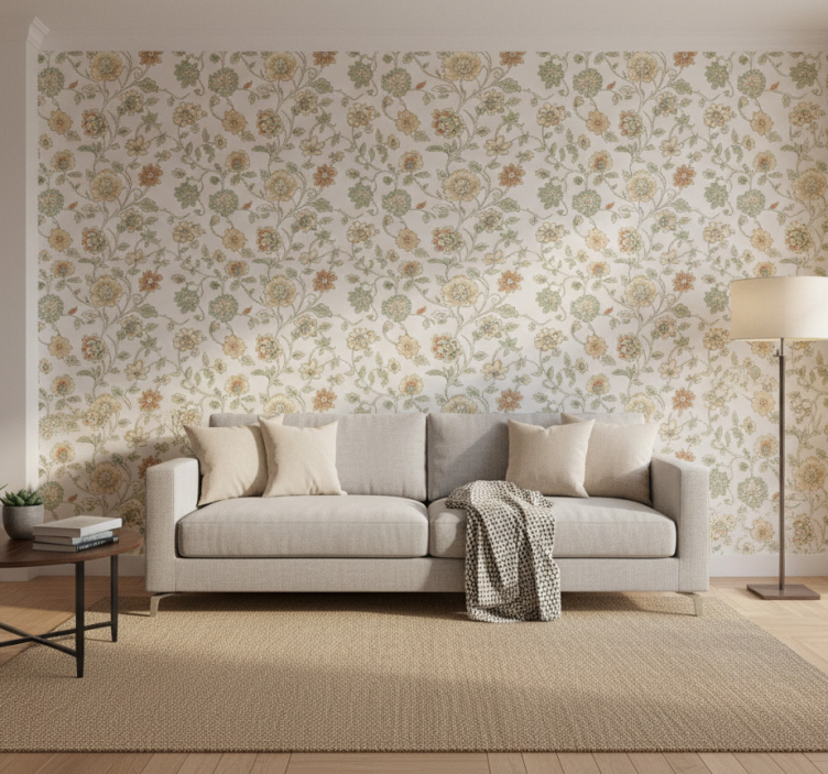 Papel pintado rústico flor ligera decente - TenVinilo