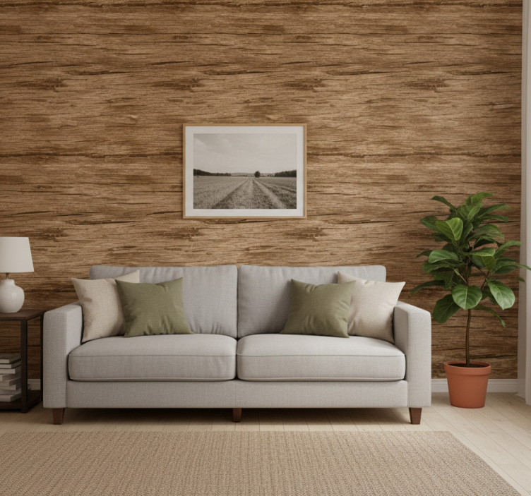 Papel pintado rústico rayas marrón claro - TenVinilo