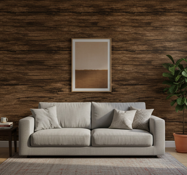 Papel pintado rústico rayas marrón oscuro - TenVinilo