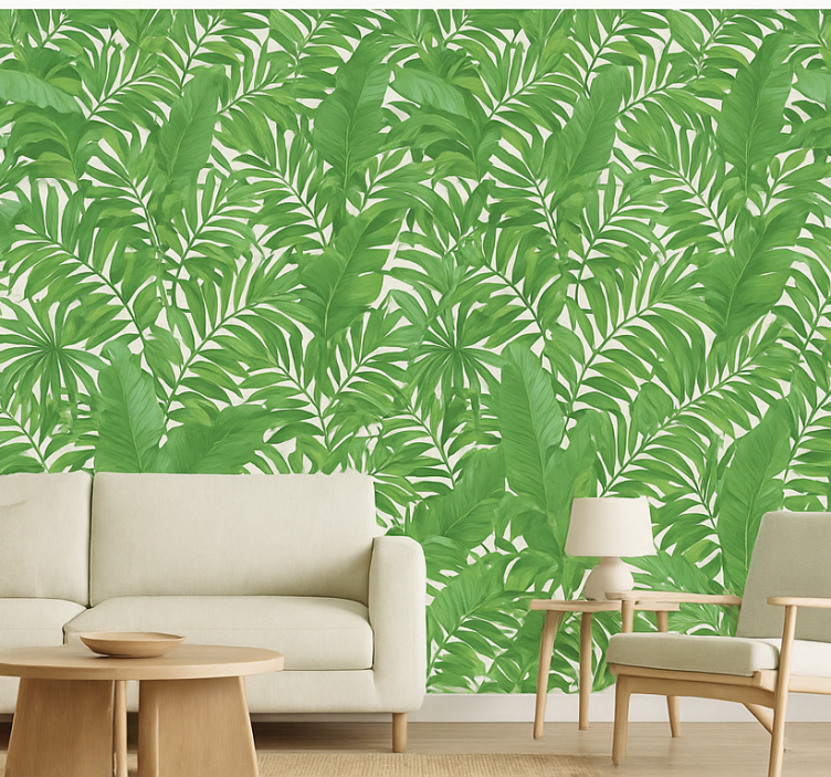 Papel pintado salón hojas tropicales - TenVinilo
