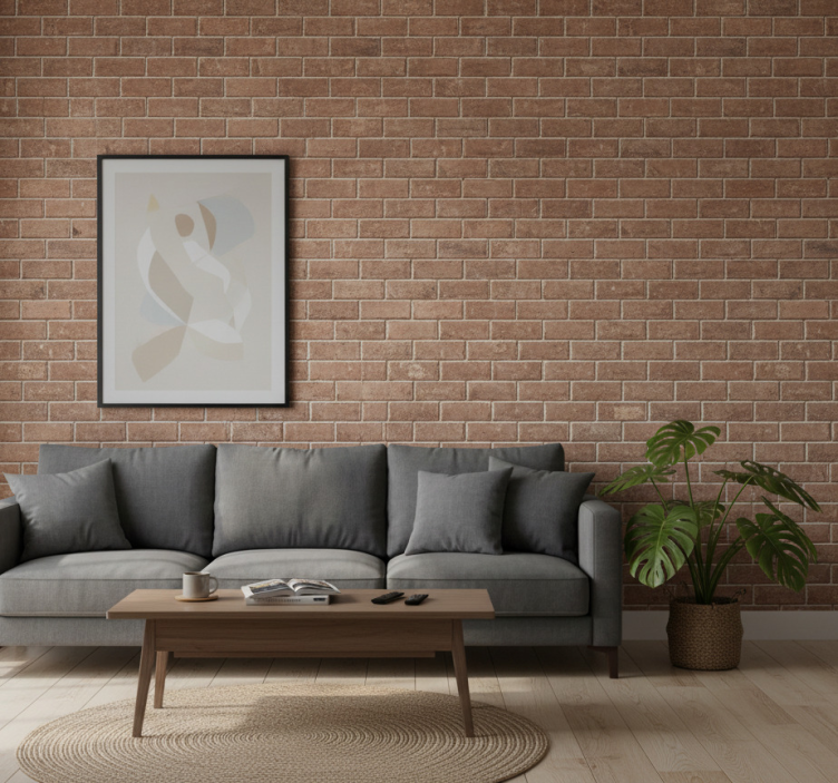 Papel pintado salón ilusión de ladrillo - TenVinilo