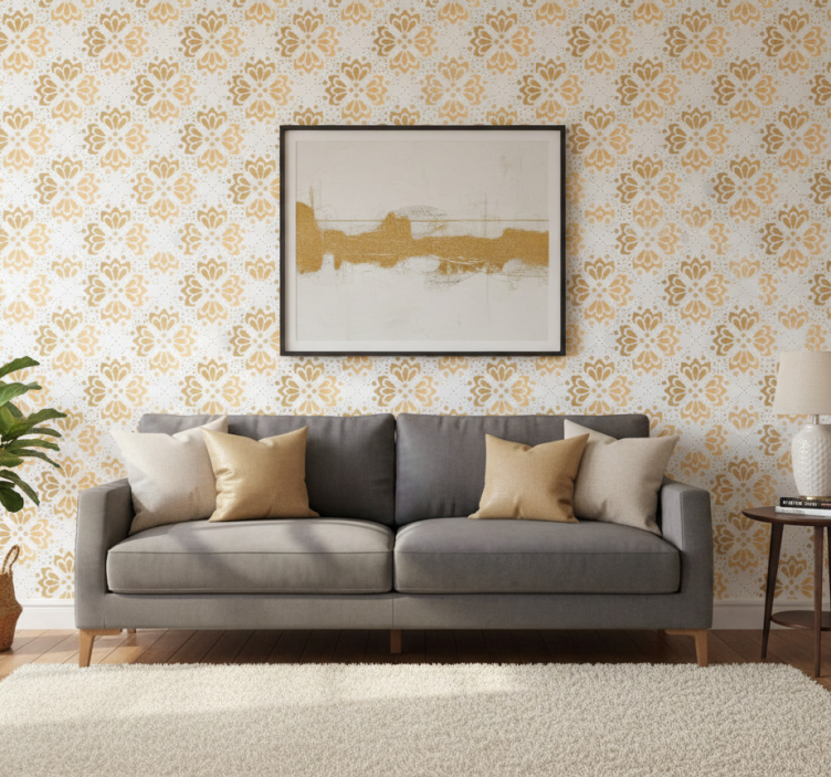 Papel pintado salón mandalas dorados - TenVinilo