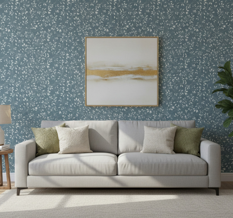 Papel pintado salón patrón de hojas lujosas - TenVinilo