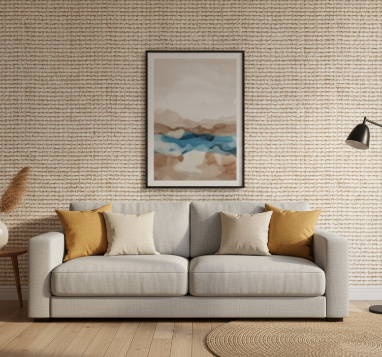 Papel pintado salón superficie de tejido natural - TenVinilo