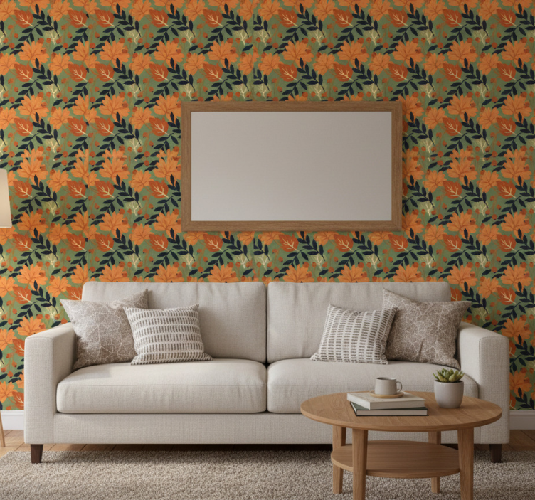 Papel pintado texturas diseño de hojas otoñales - TenVinilo
