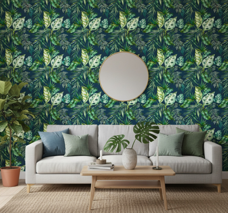 Papel pintado texturas diseño vegetal selva - TenVinilo