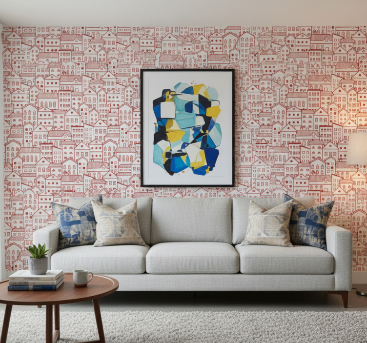 Papel pintado texturas efecto cómic ciudad moderna - TenVinilo