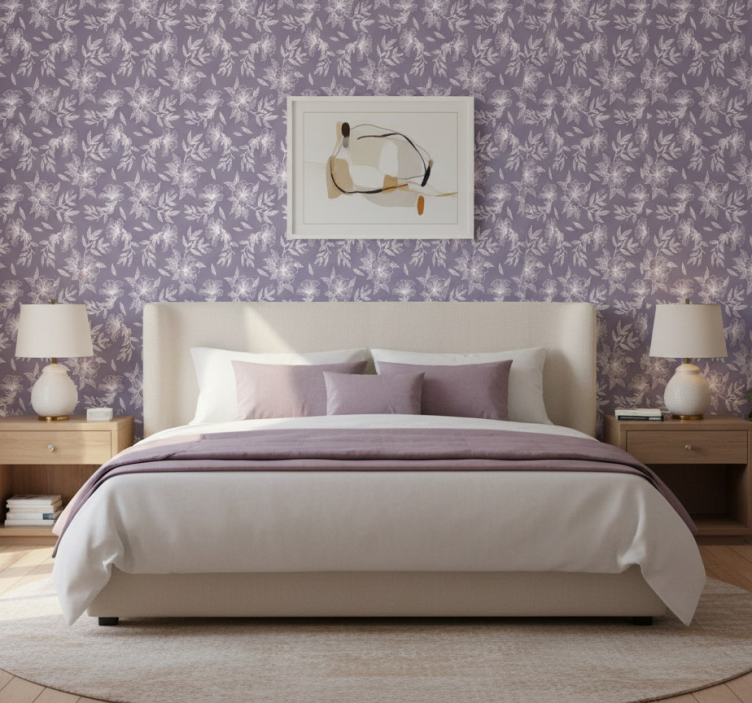 Papel pintado texturas floral lila - TenVinilo