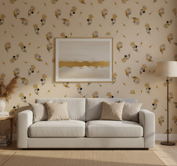 Papel pintado texturas flores vintage - TenVinilo