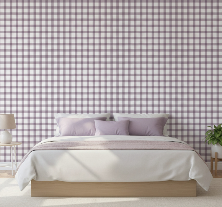 Papel pintado texturas gingham lila - TenVinilo