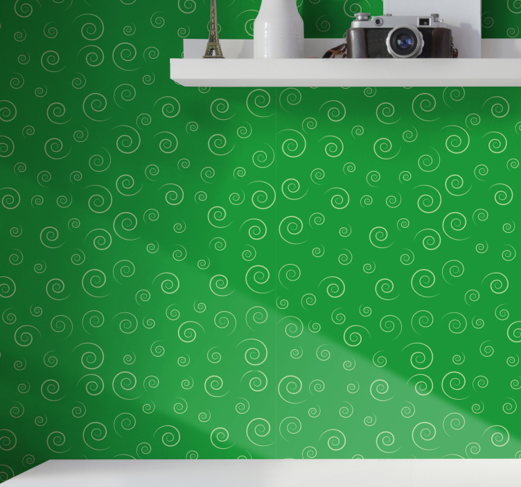 Papel pintado texturas remolinos verdes en espiral - TenVinilo