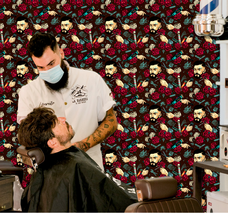 Original papel pintado vintage para barbero - TenVinilo