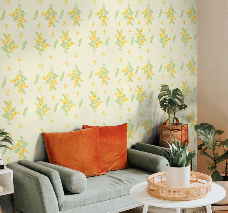 Papel texturas Luz con patrón de mimosa - TenVinilo