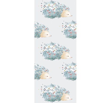 Papel pintado animal patrón floral de erizo - TenVinilo