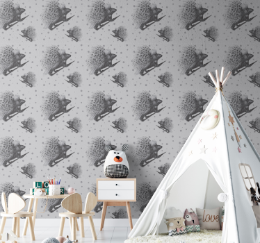 Papel pintado animales motivo de erizo gris - TenVinilo