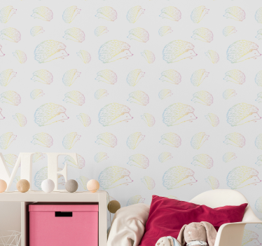 Papel pintado animal patrón de erizo - TenVinilo