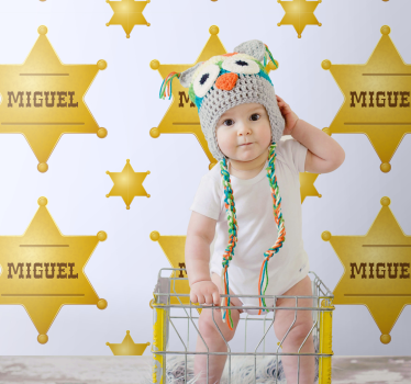 Papel pintado bebé estrellas de sheriff personalizables - TenVinilo