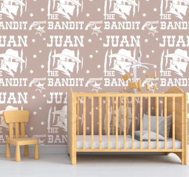 Papel pintado bebé tema de vaquero - TenVinilo